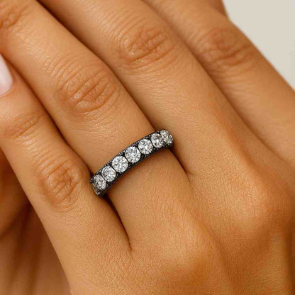 Two Side Pave Eternity Band Comfort Fit Band Ring Double Shared Prong Round cut Lab Diamond Eternity Wedding Band