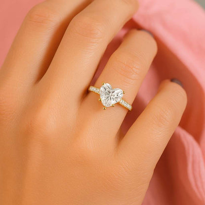 Two Tone 2.65 Carat F Color VVS2 Clarity IGI Certified Heart Cut Lab Grown Diamond Halo Engagement Ring