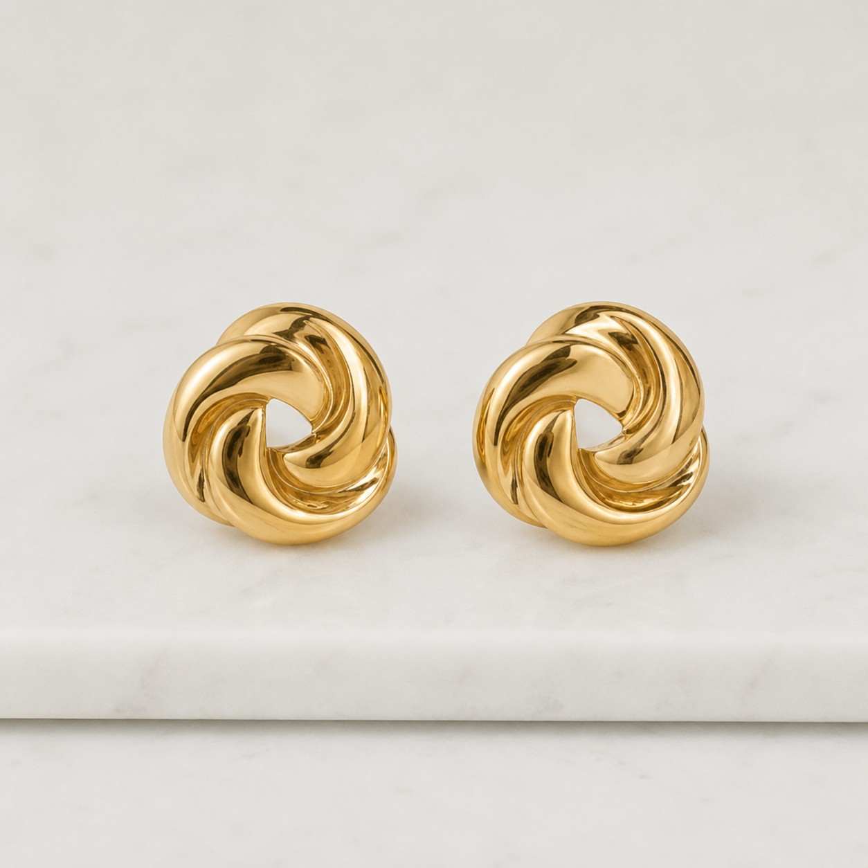 Two Tone Knot Earrings, Interlocking Silver Gold Hoops