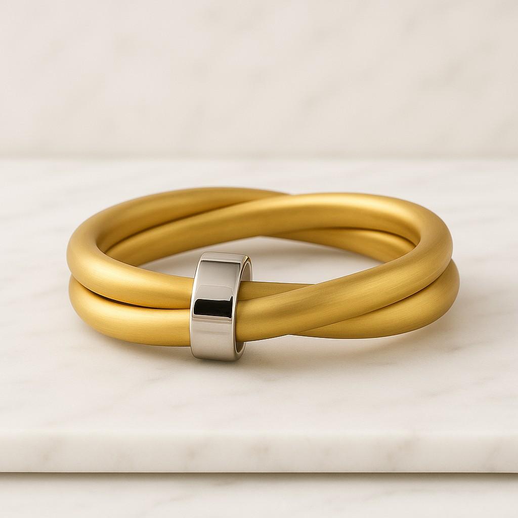 Two tone 925 Sterling Silver Interlocking Ring Spinelli Style