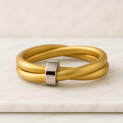 Two tone 925 Sterling Silver Interlocking Ring Spinelli Style