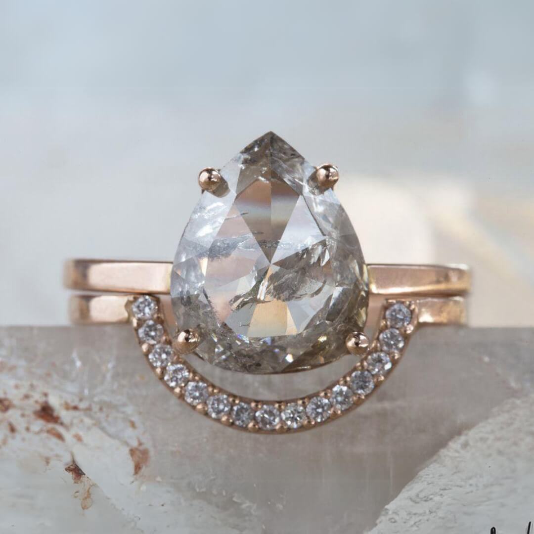 U Shape Round Cut Diamond Curved Wedding Band