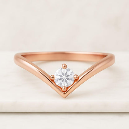 U shaped Curved Wedding Band Rose Gold Moissanite Diamond Dainty Bridal Stackable Ring Unique Matching Band Anniversary Promise Ring Women