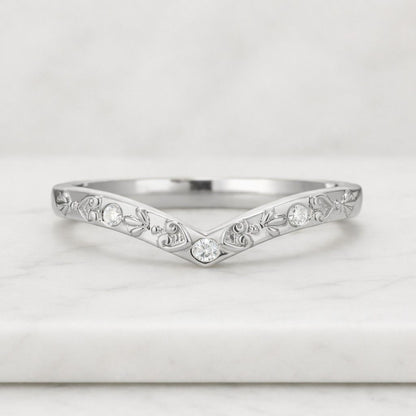 Lab Grown Diamond Chevron Wedding Band Ring