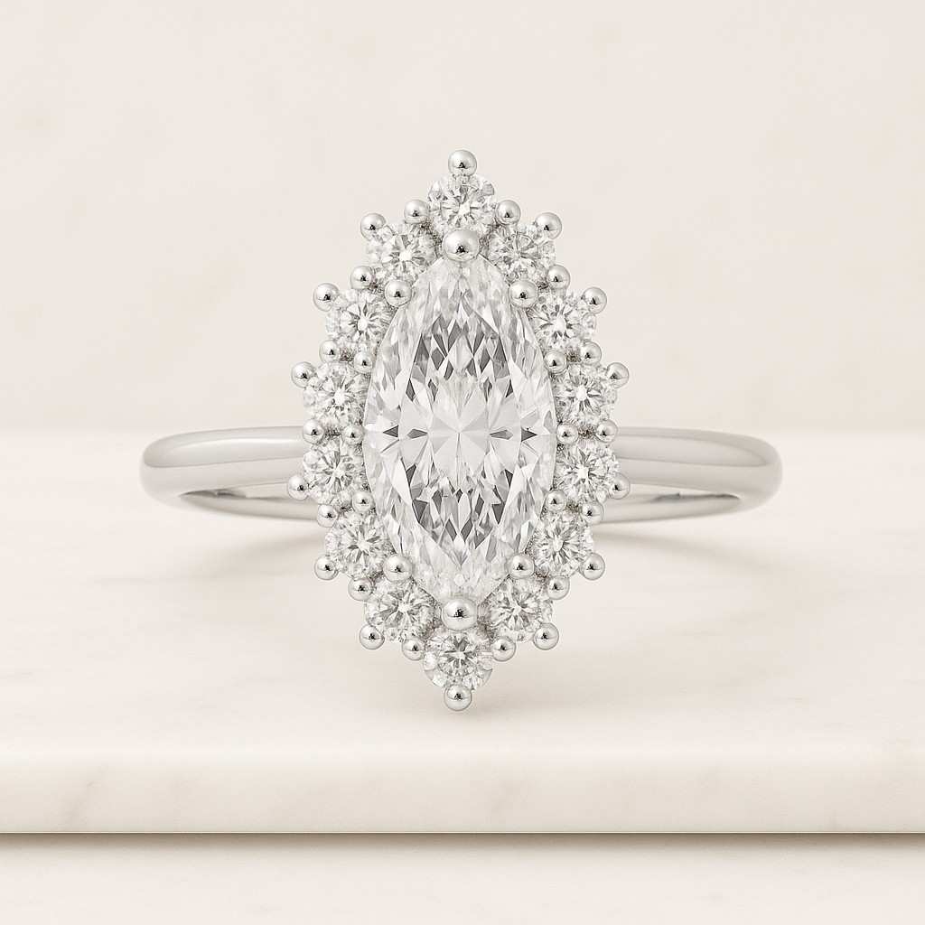 unique 14k gold half halo diamond wedding ring gift for women