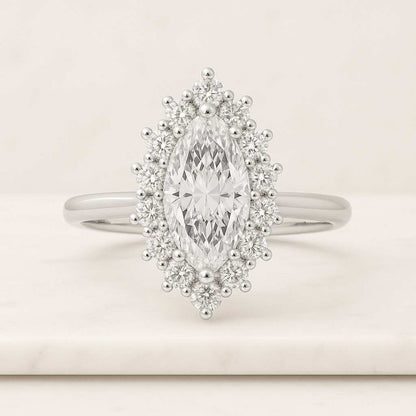 Unique 14K Gold Half Halo Diamond Wedding Ring Gift For Women