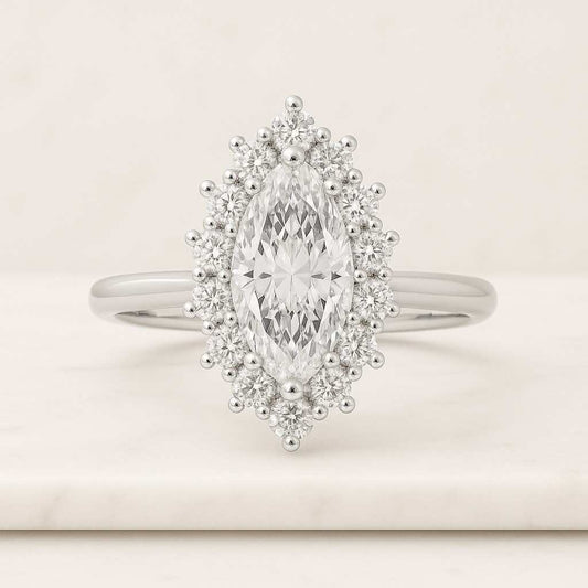 Unique 14K Gold Half Halo Diamond Wedding Ring Gift For Women