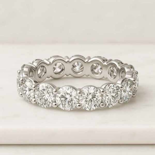 Unique Anniversary Ring for Wife Best Birthday Gift Round Cut Lab Grown Diamond Eternity Band 14K Gold Stackable Full Eternity Wedding Ring