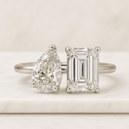 Unique Birthstone Ring, personalized custom two stone ring, mother daughter ring, family tree ring, dual birthstone ring, toi et moi ring 