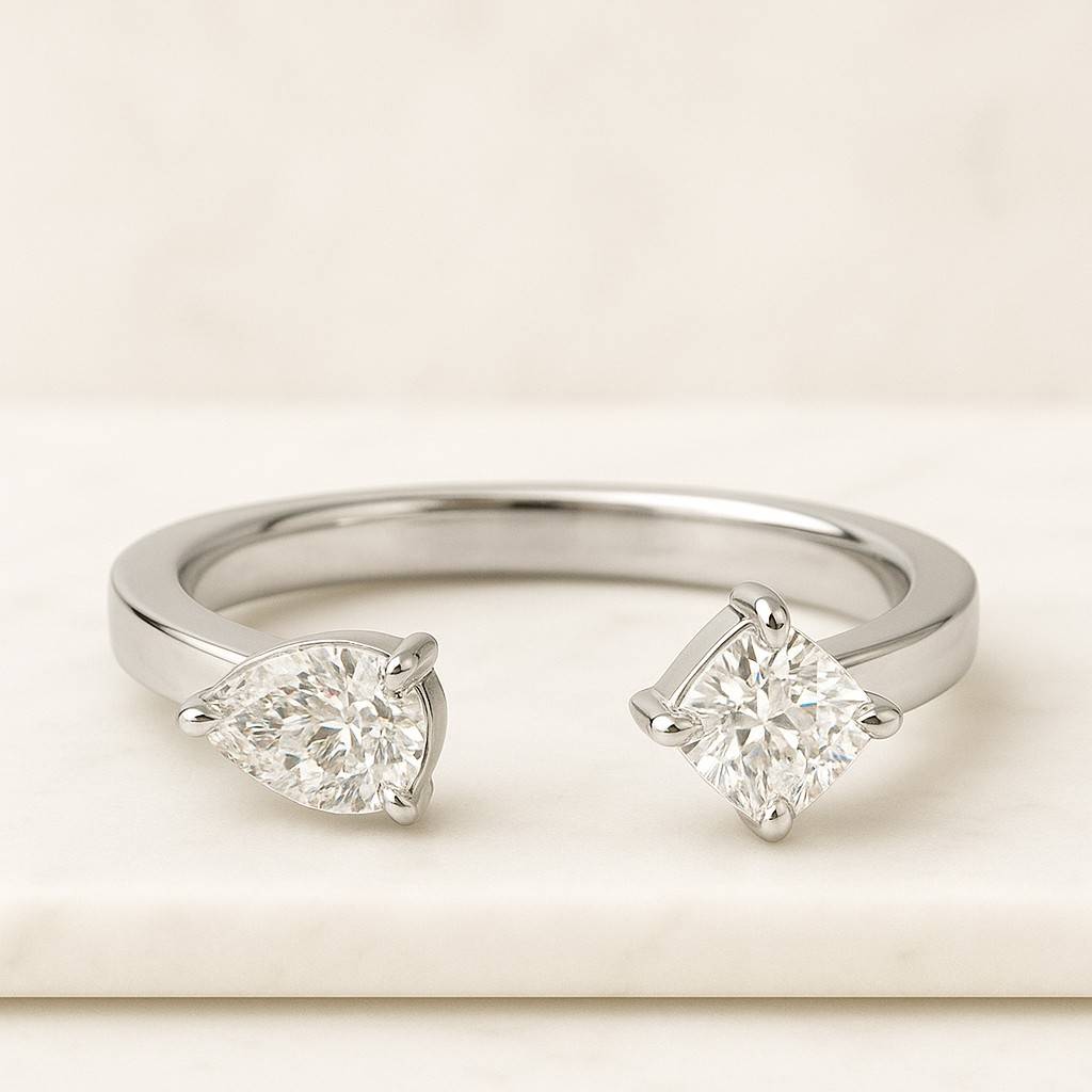 Unique Birthstone Ring personalized custom two stone ring mother daughter ring family tree ring dual birthstone ring toi et moi ring