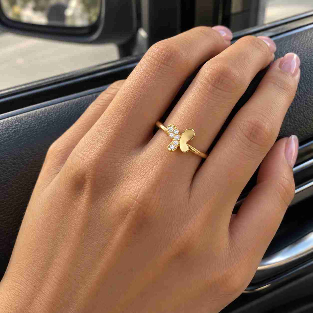 Unique Butterfly Diamond Ring, 14K Solid Gold Marquise & Pear Cut Lab Grown Diamond Engagement Ring,