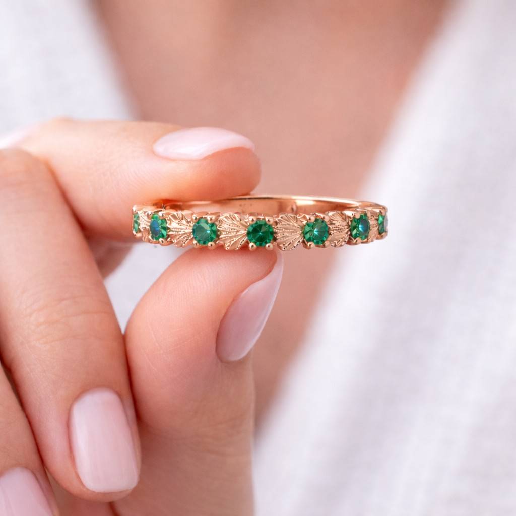 unique emerald eternity wedding band