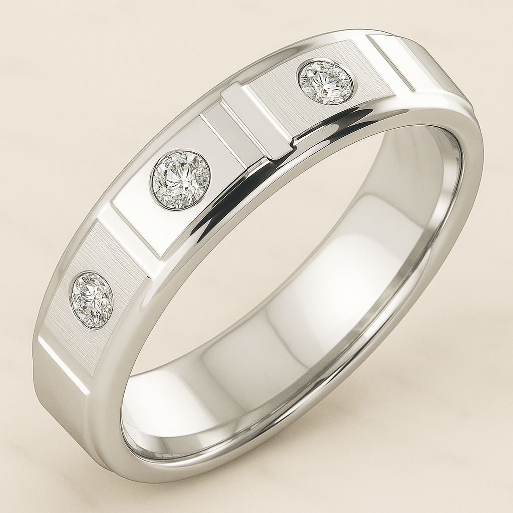 Unique Geometric Design Ring  Lab-Grown Diamond Men’s Anniversary Ring