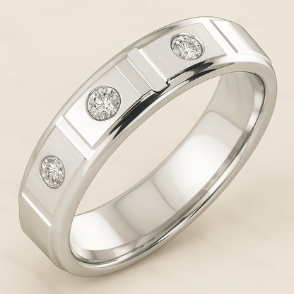 Unique Geometric Design Ring  Lab-Grown Diamond Men’s Anniversary Ring
