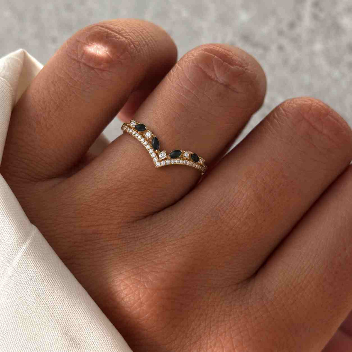 unique marquise black onyx curved wedding band rose gold moissanite wedding ring black diamond stacking matching promise ring for women
