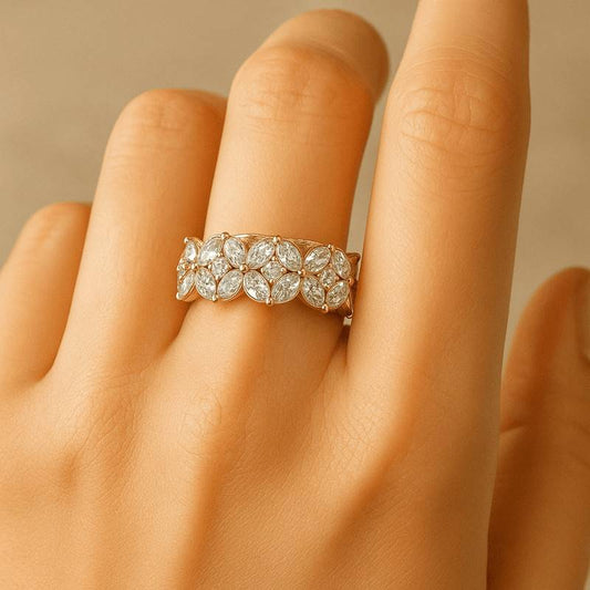 Unique Marquise Cut Lab Diamond Engagement Ring