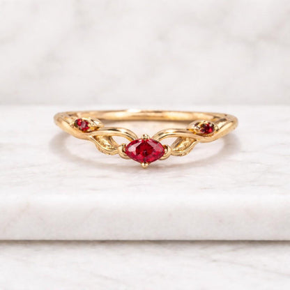 Unique Marquise Ruby Engagement Ring