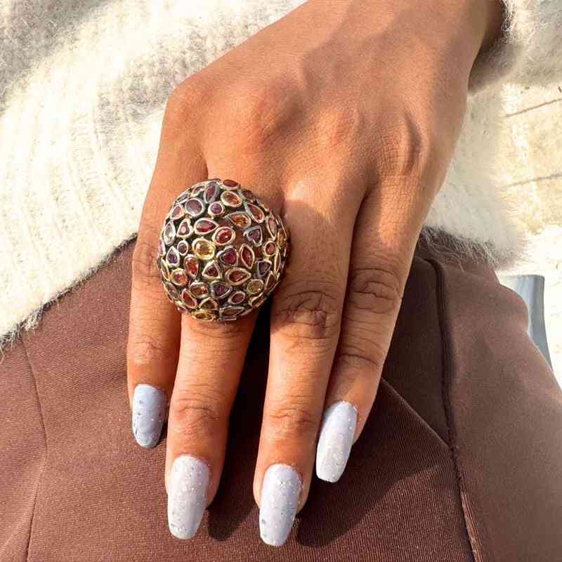 unique multi gemstone box wedding ring
