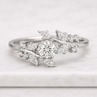 Unique Open Circle Diamond Ring Real Lab Grown Diamond Ring for Her Better Luck Ring Gift for Daughter 10k 14k 18k Solid Yellow Gold Ring
