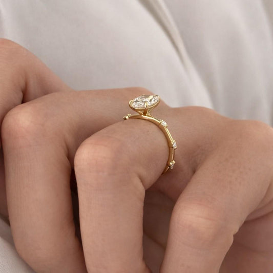 Unique Oval Proposal Ring  Anniversary Ring for Gift,