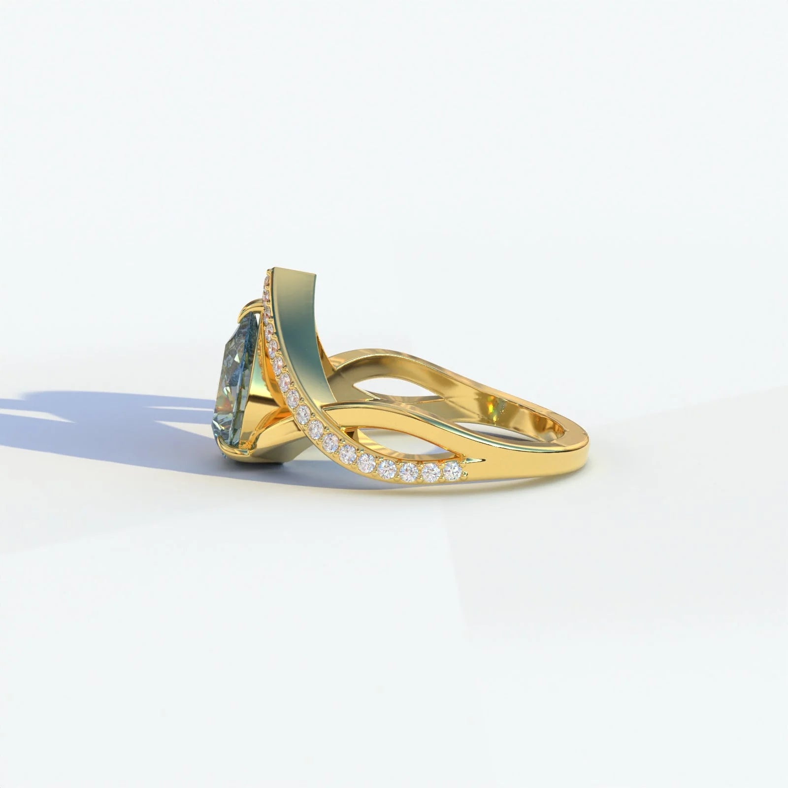 Unique Pear Solitaire Accent Ring