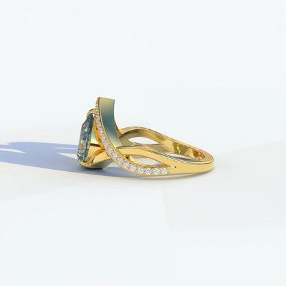 Unique Pear Solitaire Accent Ring