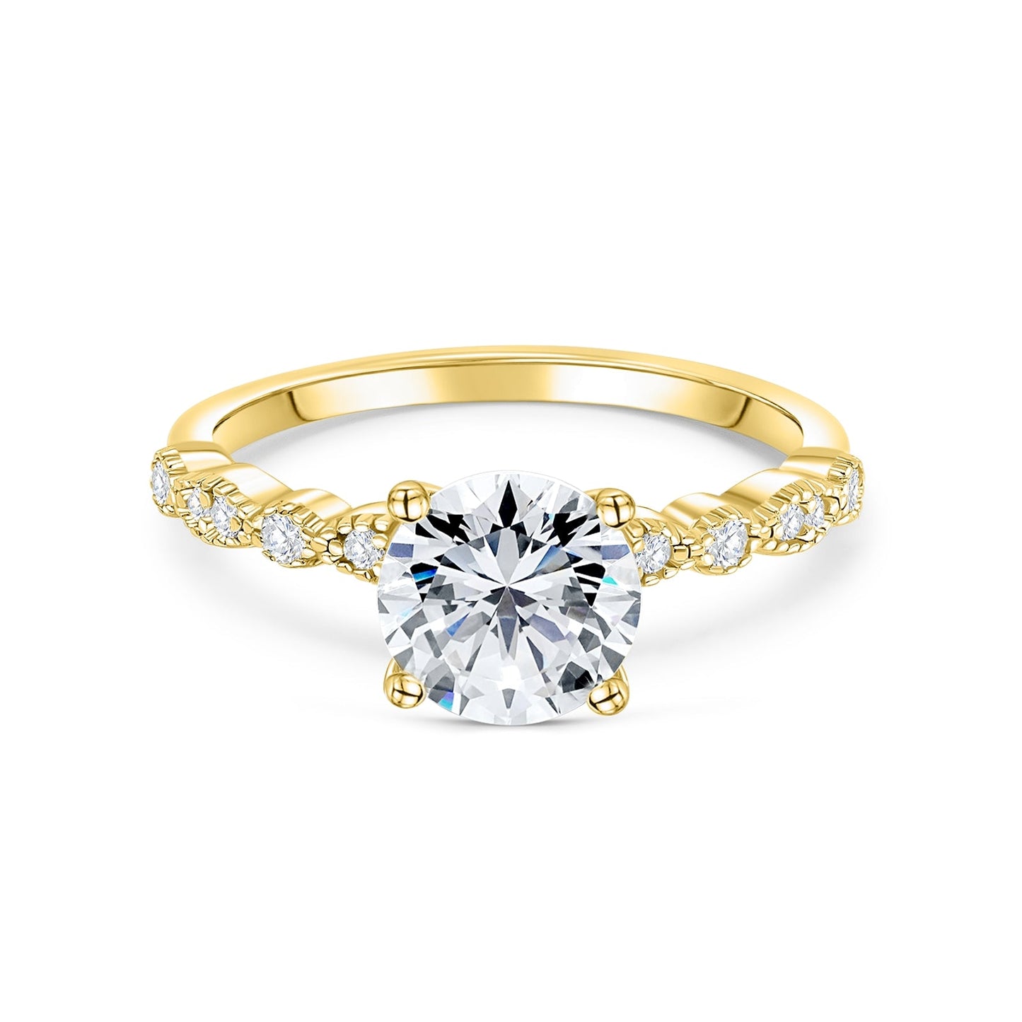 Unique Round Cut Prong Set Half Eternity Diamond Ring