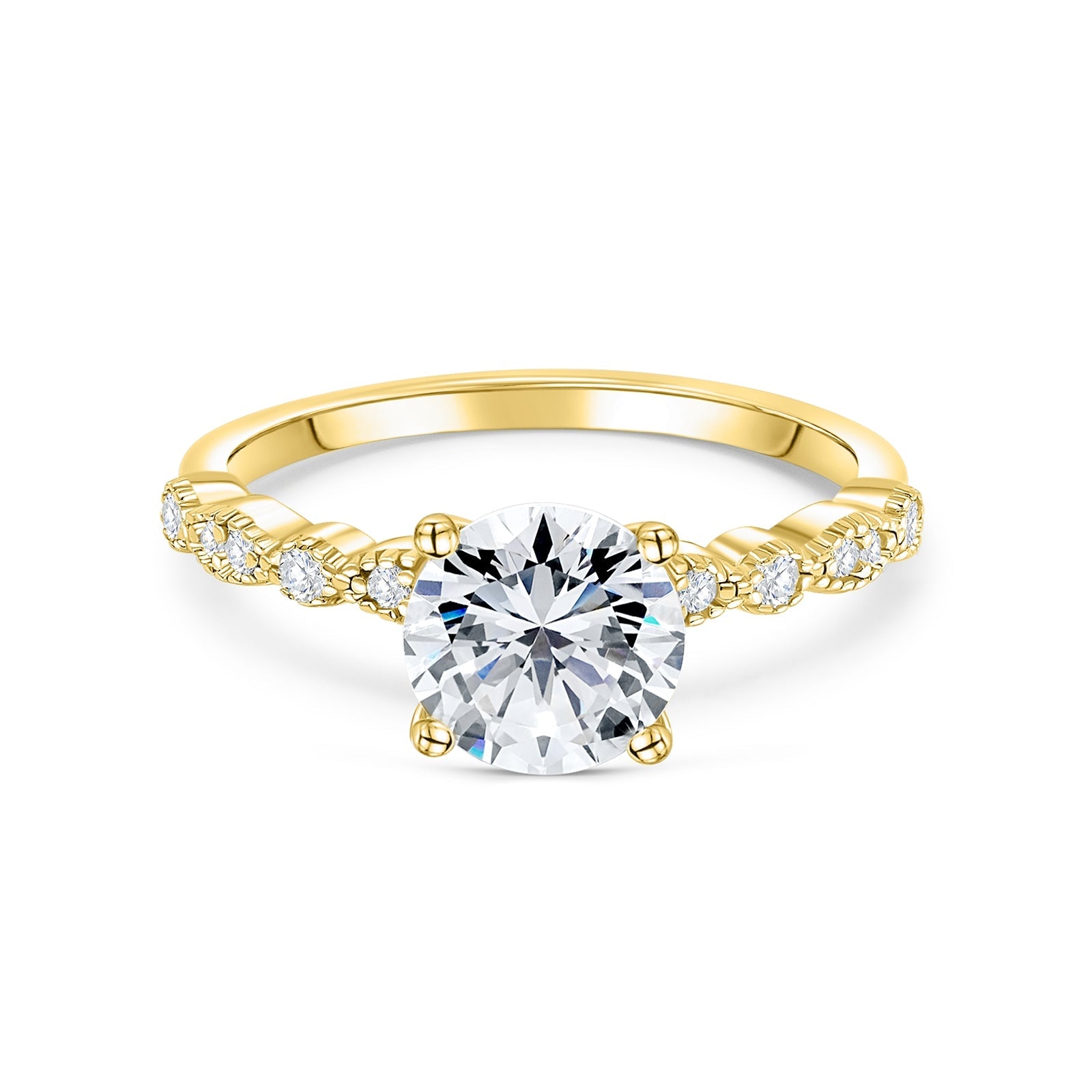 Unique Round Cut Prong Set Half Eternity Diamond Ring