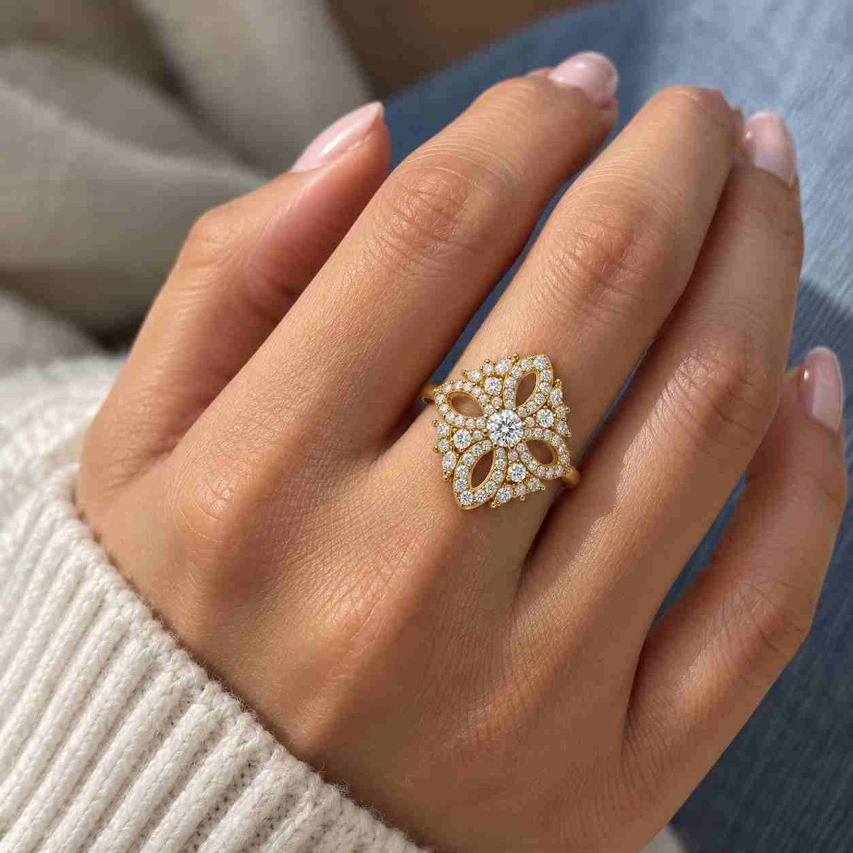 Round Lab Grown Diamond Engagement Ring, Lab Created Diamond Wedding Ring, Diamond Anniversary Ring for Wife, Comfort Fit Twisted Band Gift