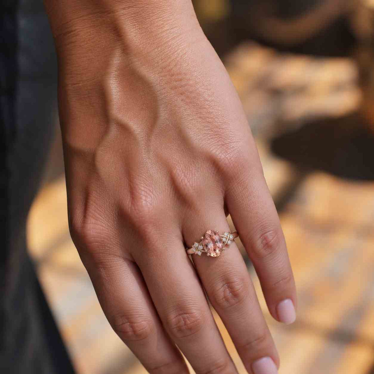 unique pink morganite engagement ring art deco oval cut promise ring for women nature inspired 14k gold leaf ring vintage anniversary gifts
