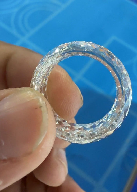 Faceted Crystal Ring High Clarity Transparent Jewelry Band