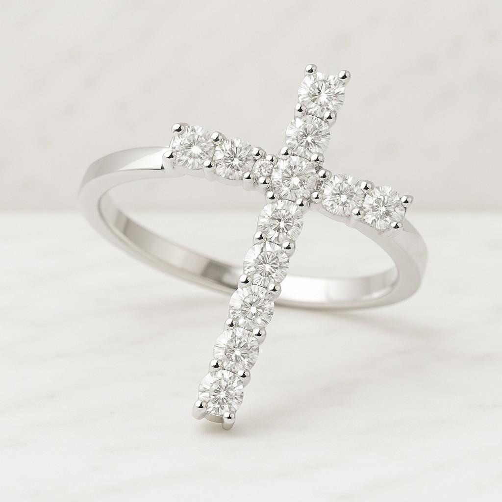 Unisex full eternity modern ring 14K White Gold Open Gap Band For Christian Gift