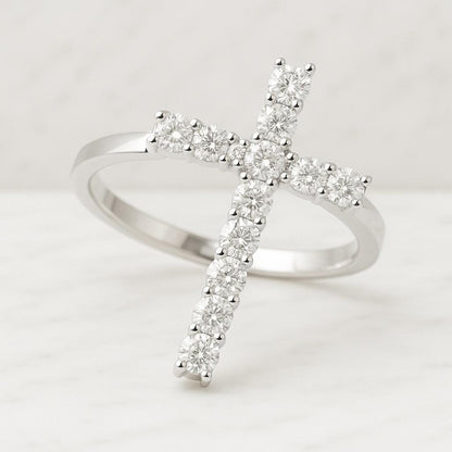 Unisex full eternity modern ring 14K White Gold Open Gap Band For Christian Gift