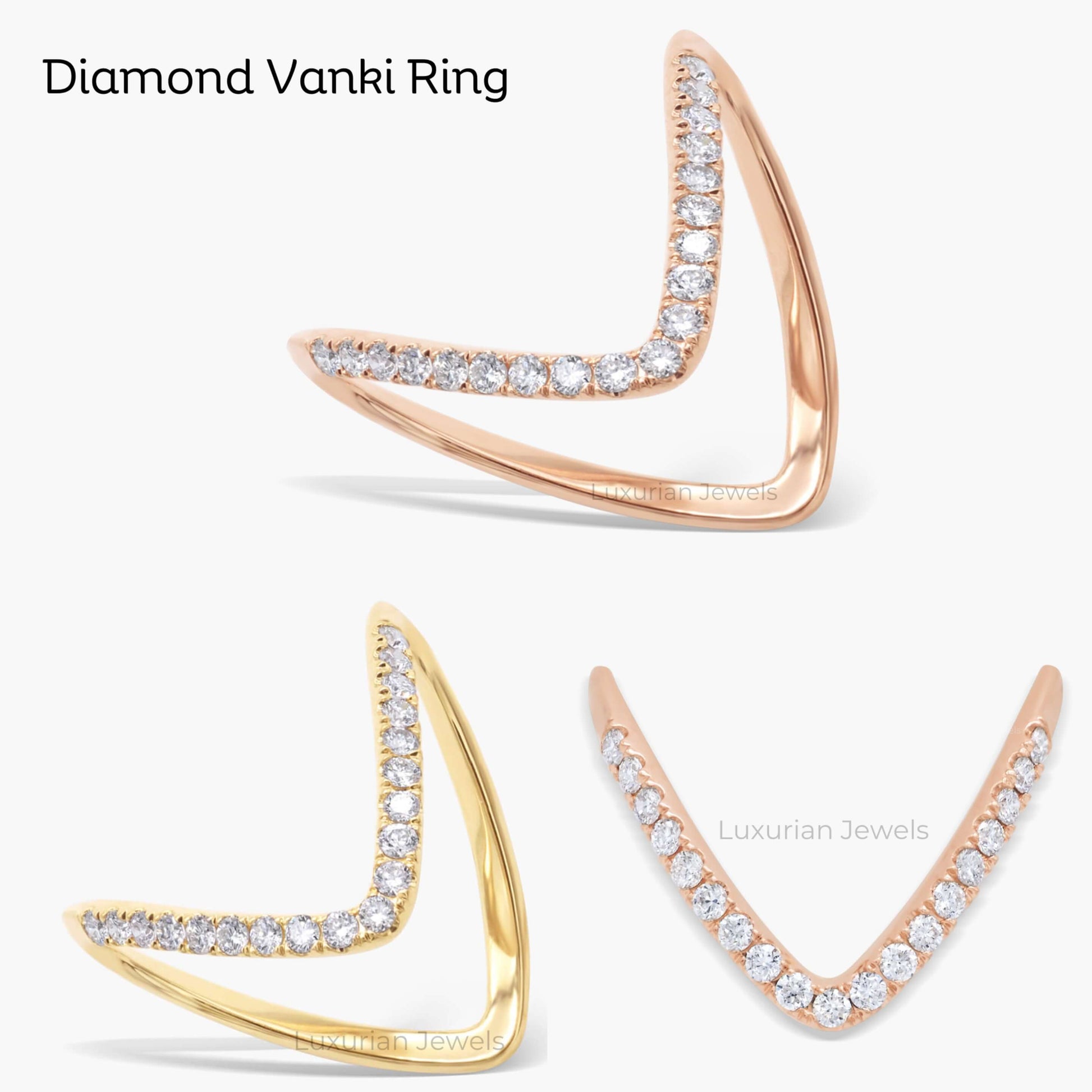 V-Shaped Boomerang Vanki Classic Diamond Ring For Love