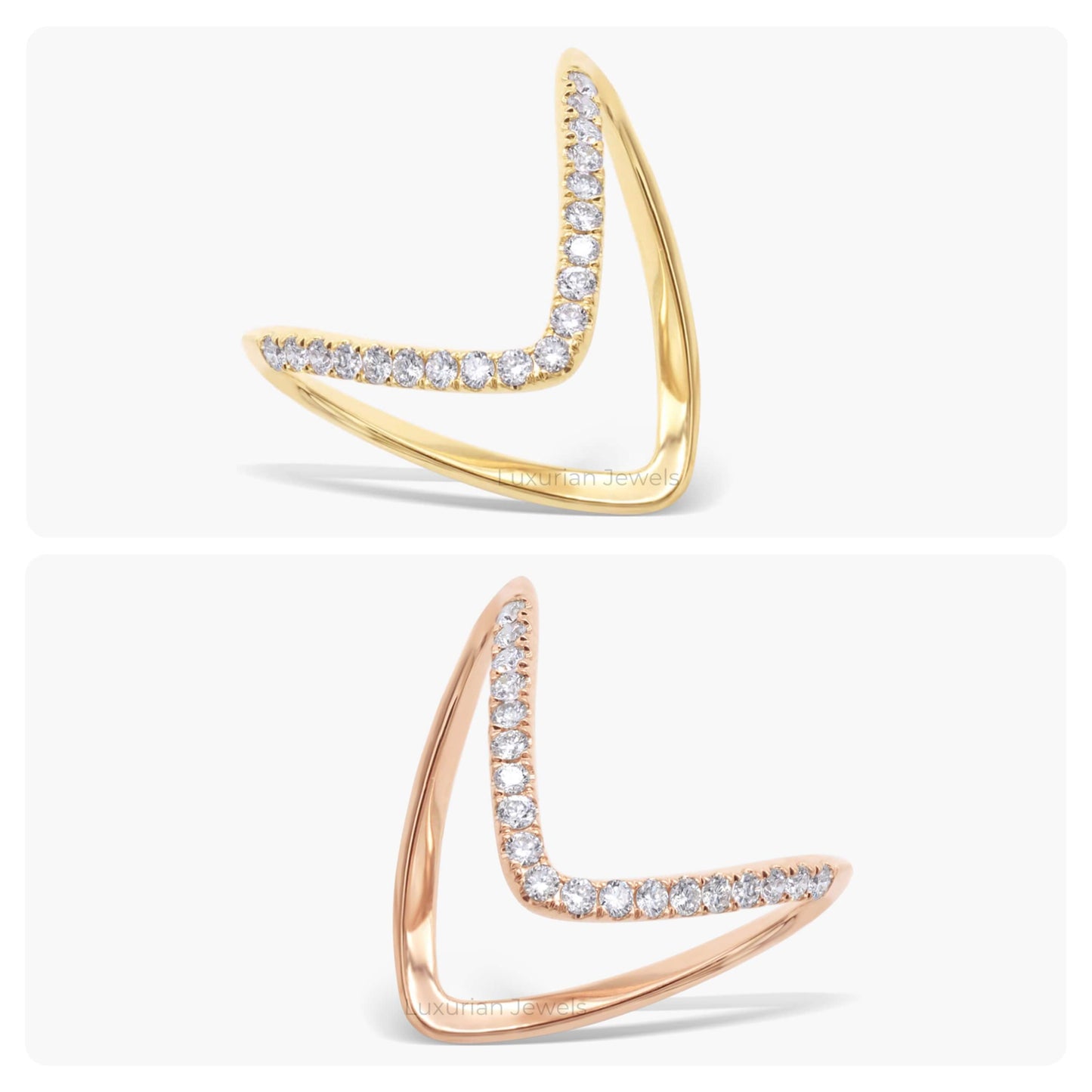 V-Shaped Diamond Ring
