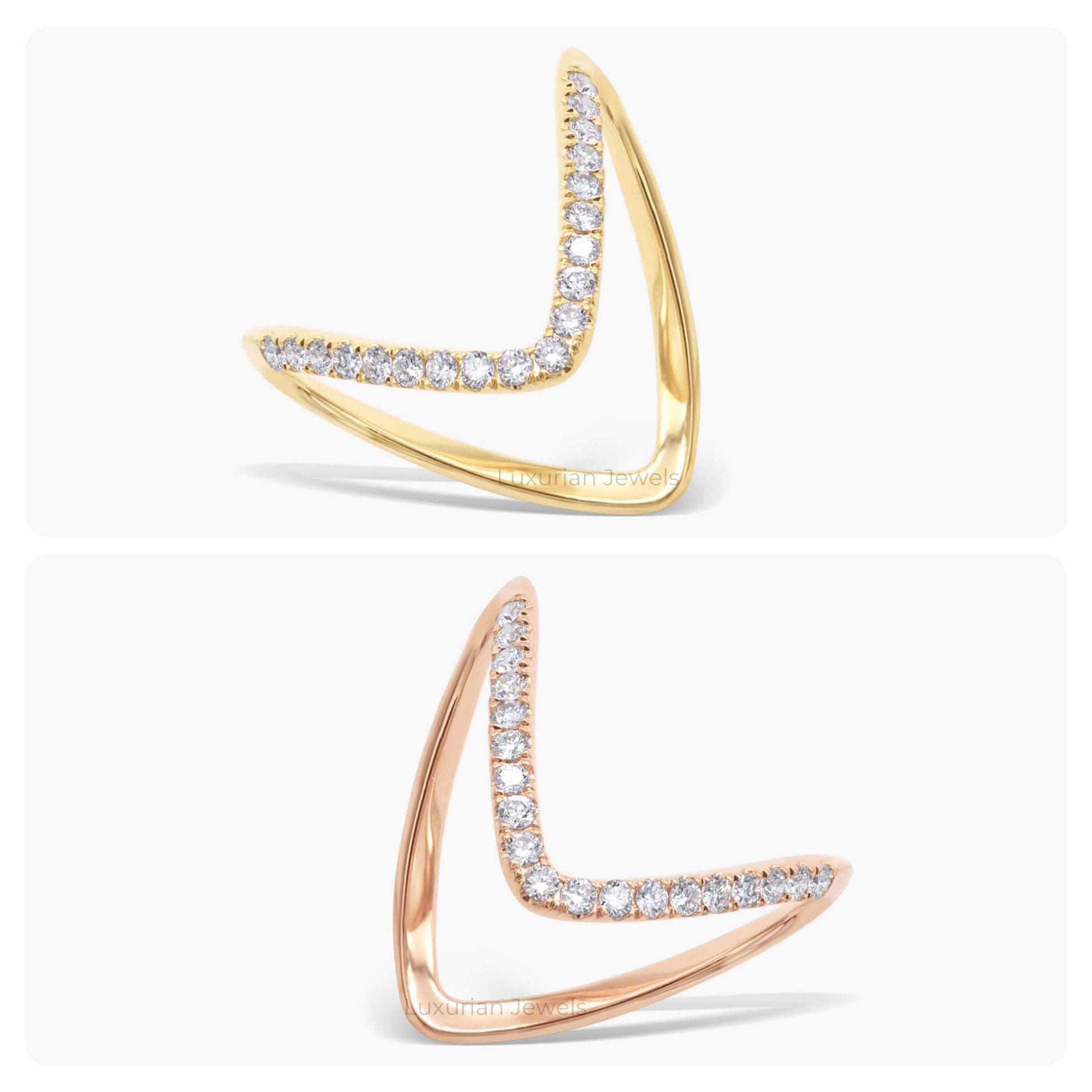 V-Shaped Diamond Ring