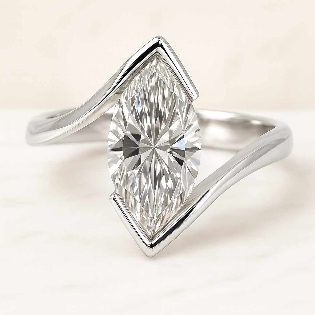 VVS1 Marquise Moissanite Womens Ring Dainty Ring S925 Sterling Silver
