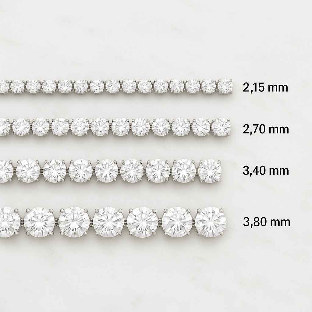 VVS1 Moissanite Silver Tennis Chain or Bracelet Diamond Alternative Waterproof Jewelry