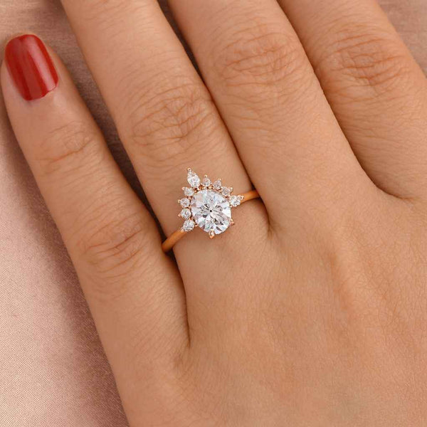 VVS2 Clarity IGI Certified Oval Cut Lab Grown Diamond Solitaire Hidden Halo Engagement Ring