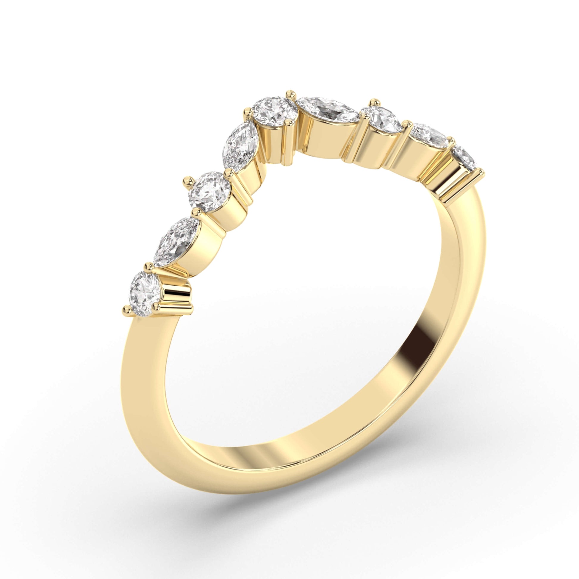 V Shaped Chevron Stackable Band In 14k Solid Gold