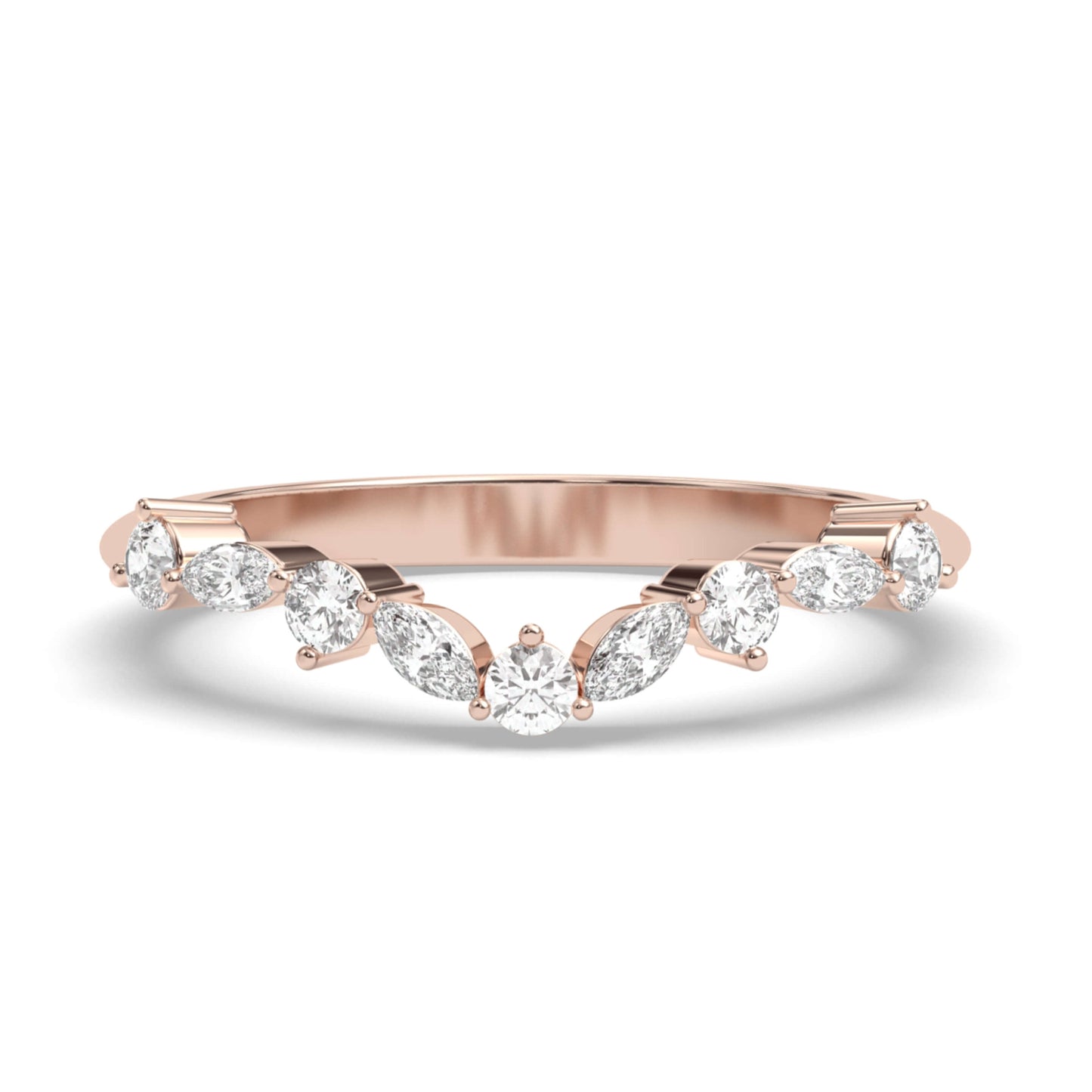 V Shaped Chevron Stackable Band In 18k Solid Gold