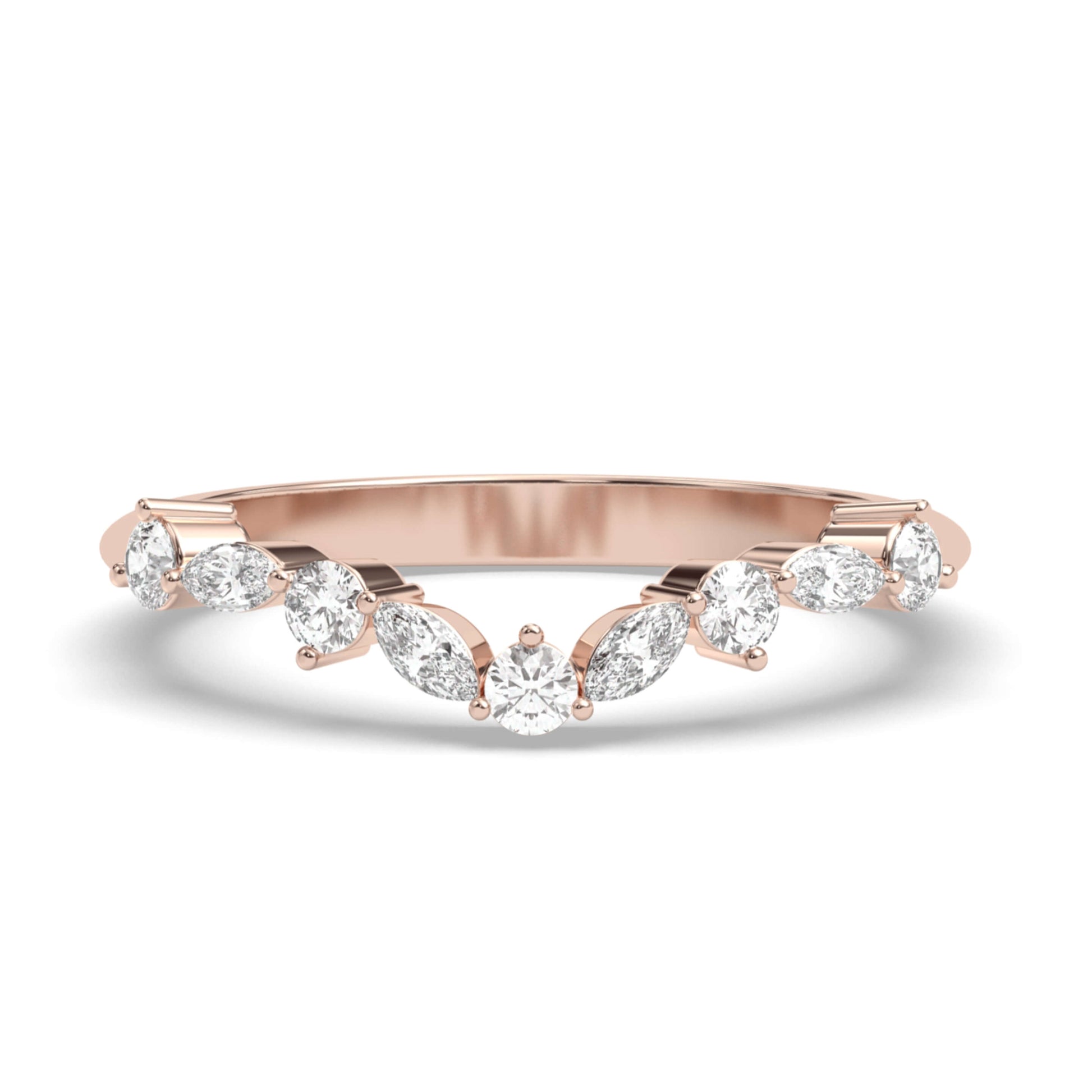 V Shaped Chevron Stackable Band In 18k Solid Gold