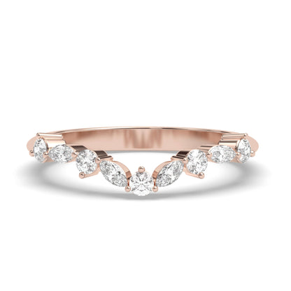 V Shaped Chevron Stackable Band In 18k Solid Gold