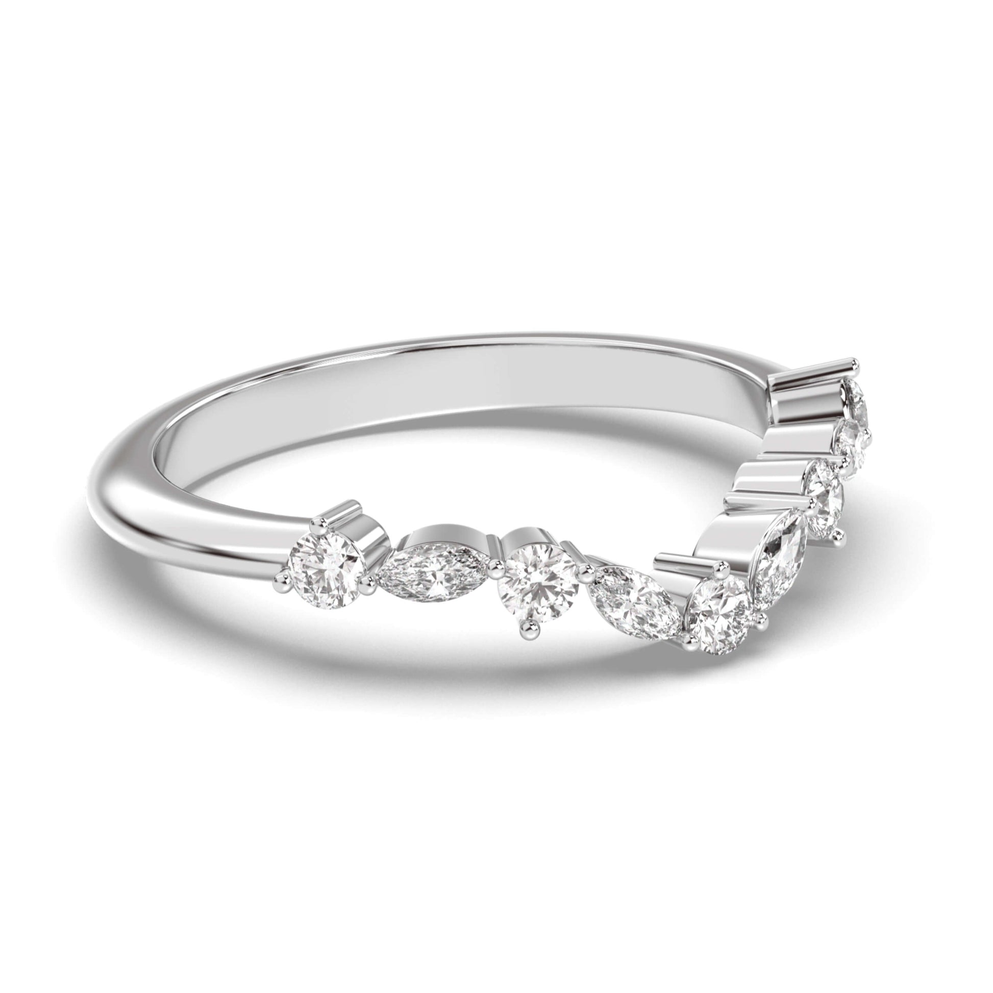 V Shaped Chevron Stackable Band In Yellow Gold