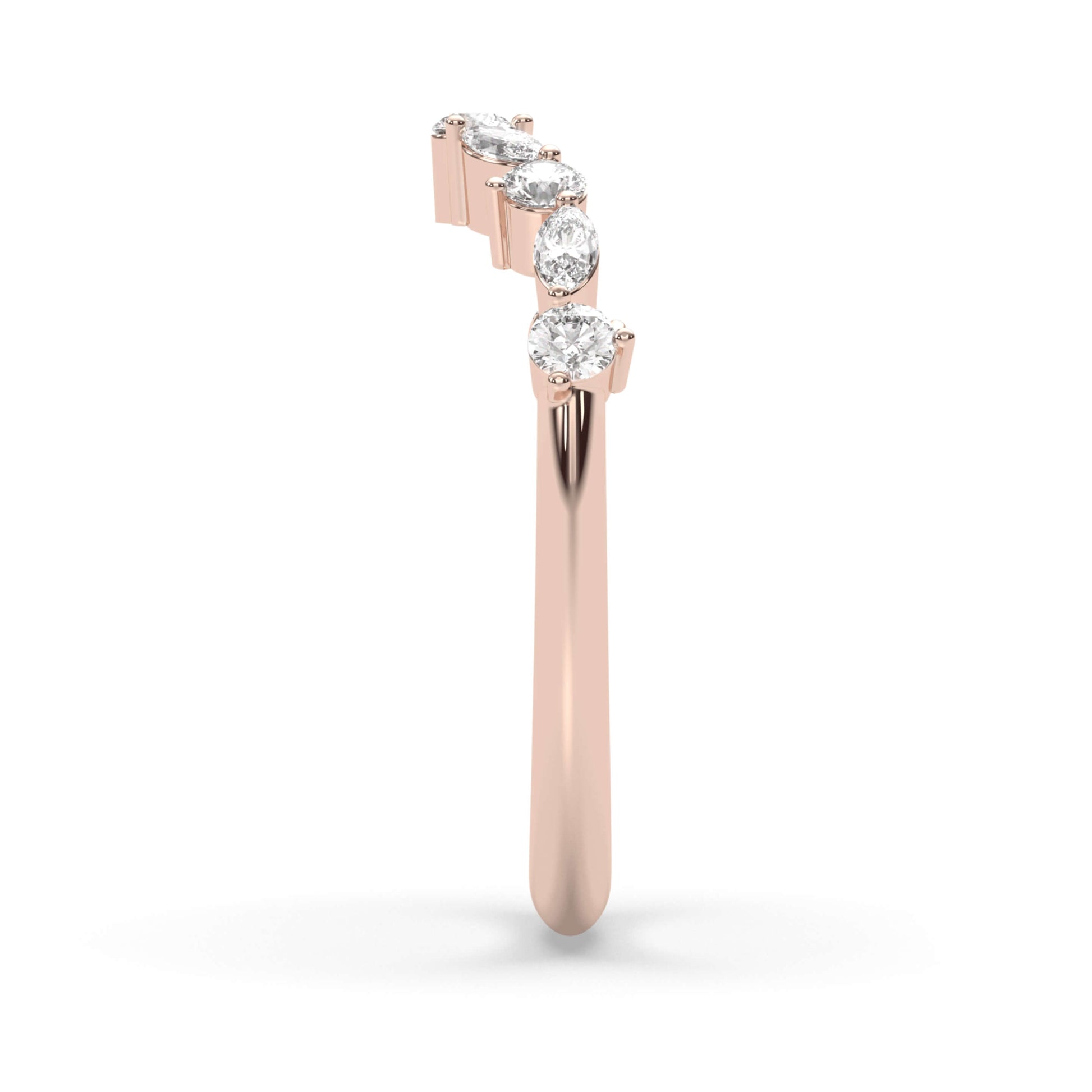 V Shaped Chevron Stackable Band With Prong Setting