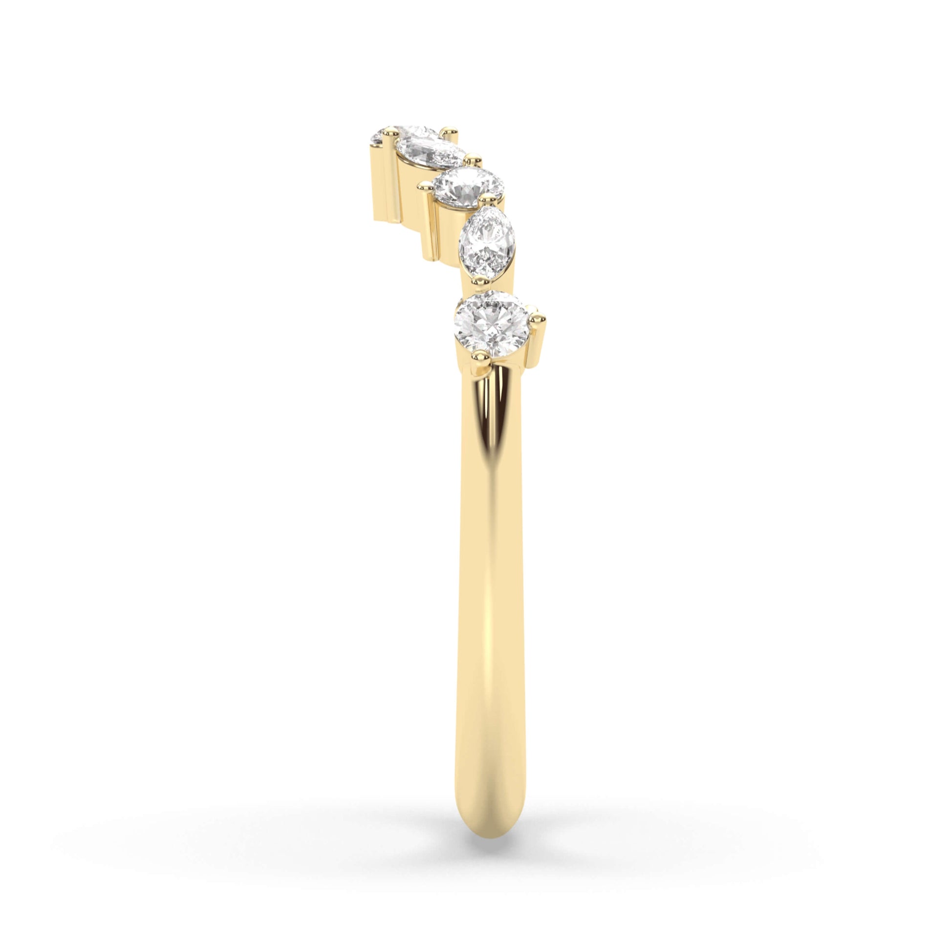 V Shaped Chevron Stackable Band With Round Diamond