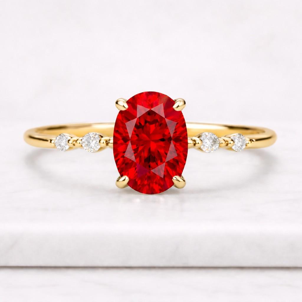 Vertical Oval Ruby Ring