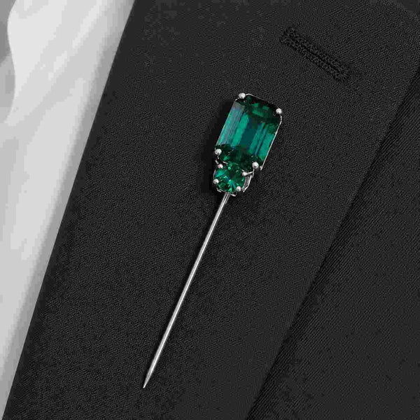 Victorian Emerald & White Crystal Paste Rhinestone Lace Pin Brooch
