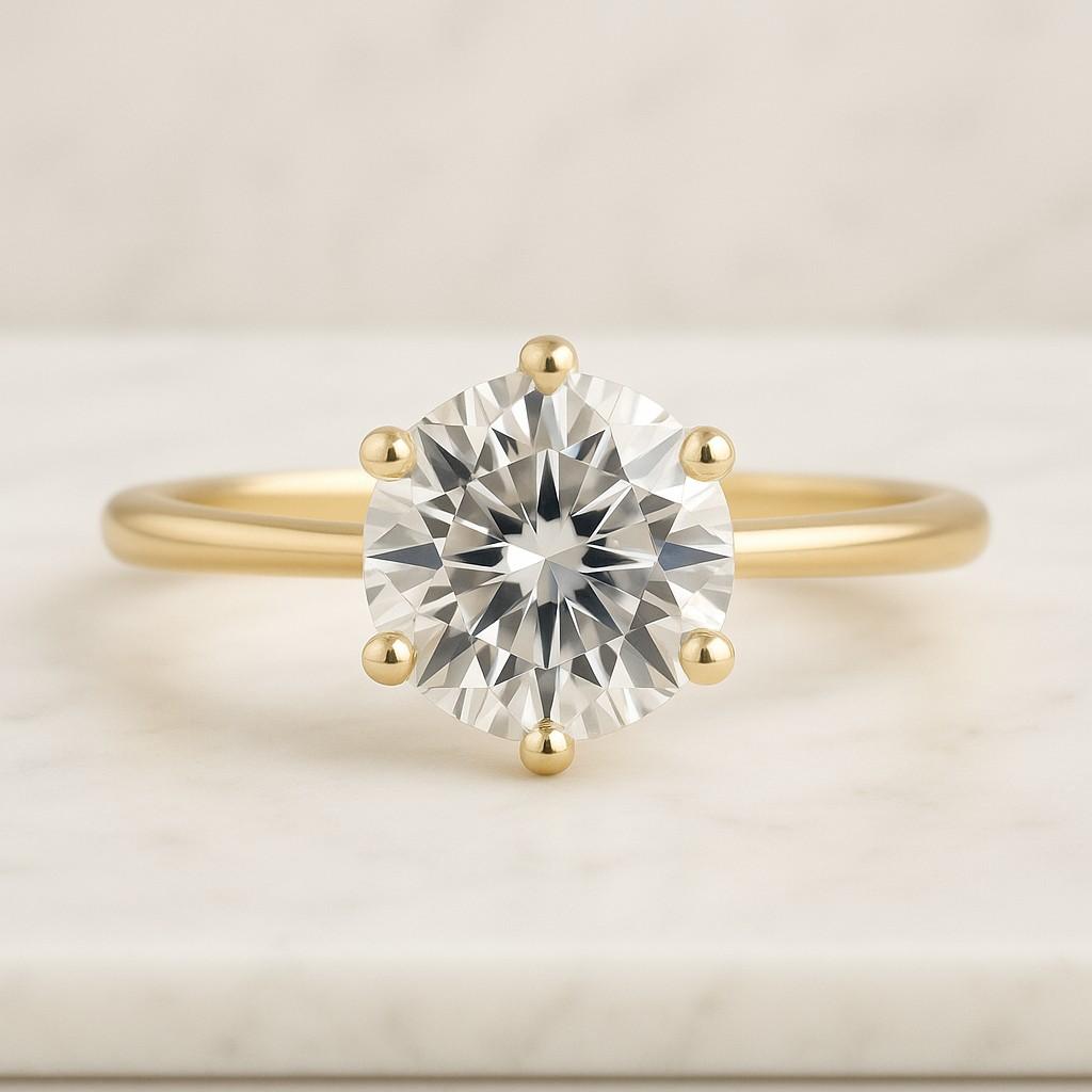 Vintage Style Round Moissanite Diamond Wedding Ring Band