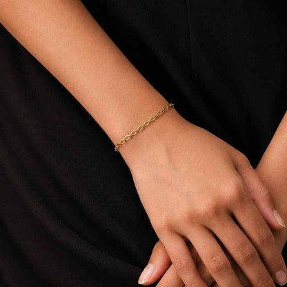 Vintage 14K Gold Link Bracelet, Oval Link Gold Bracelet, Delicate Yellow Gold Chain Bracelet, Minimalist Vintage Jewelry